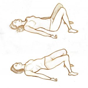 Woman moving into Bridge Pose
