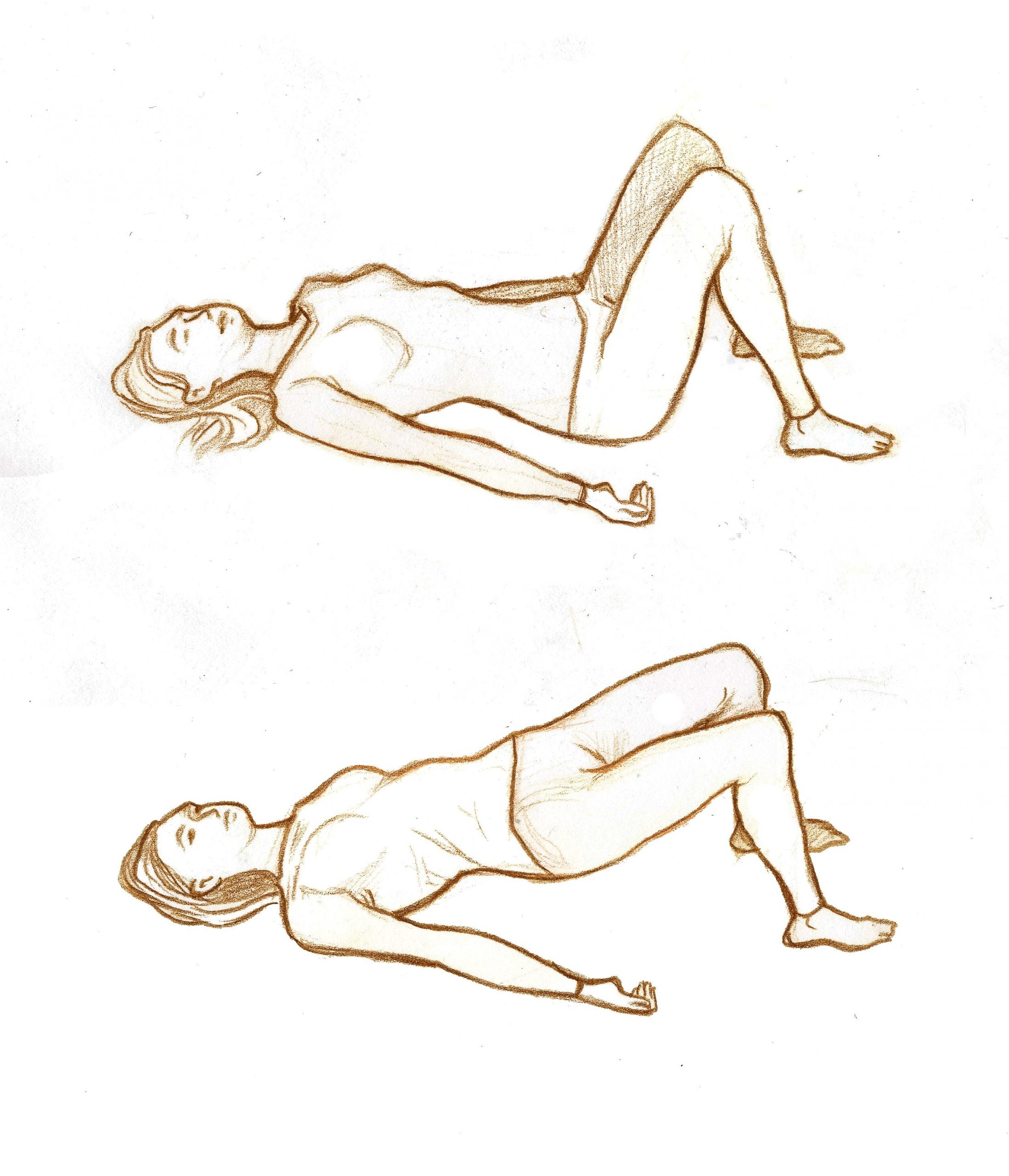 Woman moving into Bridge Pose